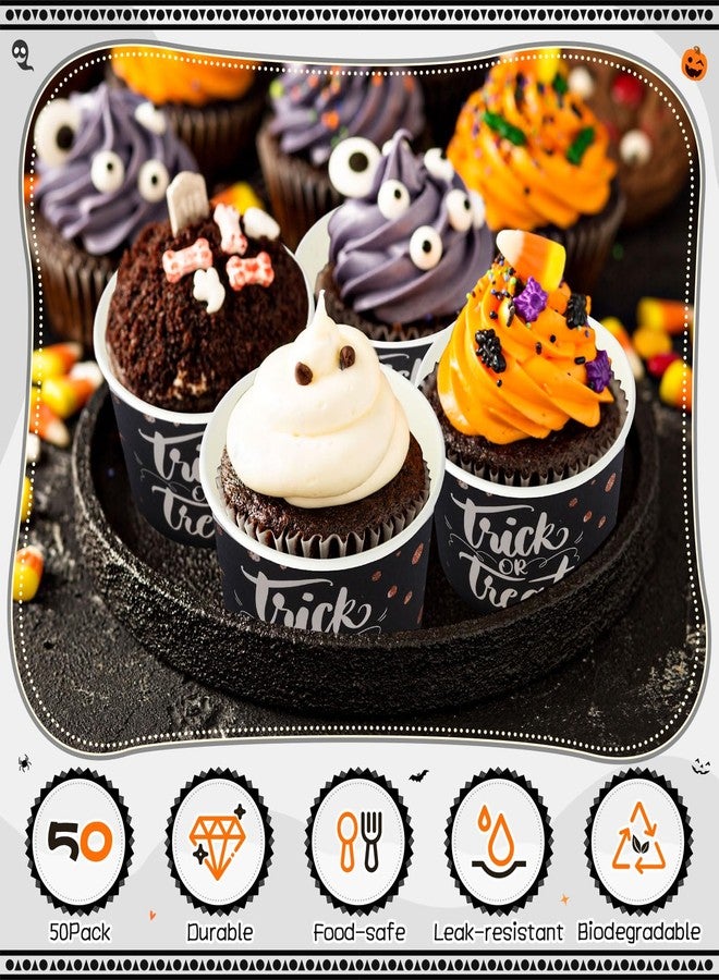 Potchen 50 Pack 9 oz Halloween Disposable Paper Cups Trick or Treat Disposable Soup Bowls Paper Snack Cups Halloween Party Supplies for Dessert Hot or Cold Food - Image 3